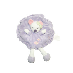 Doudou souris mauve Kimbaloo rond fleurs | DestockBaby