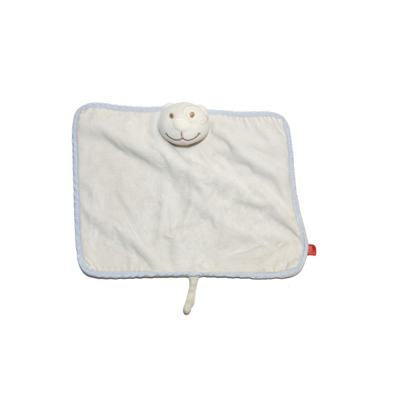 Doudou plat chat blanc bleu Tex Carrefour | DestockBaby