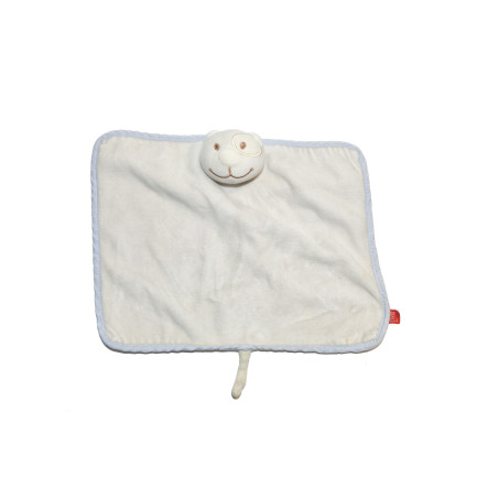 Doudou plat chat blanc bleu Tex Carrefour | DestockBaby