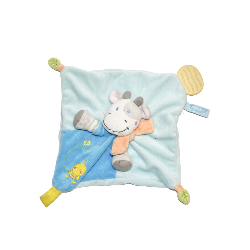 Doudou plat vache bleu poussin Bébé Rêve | DestockBaby