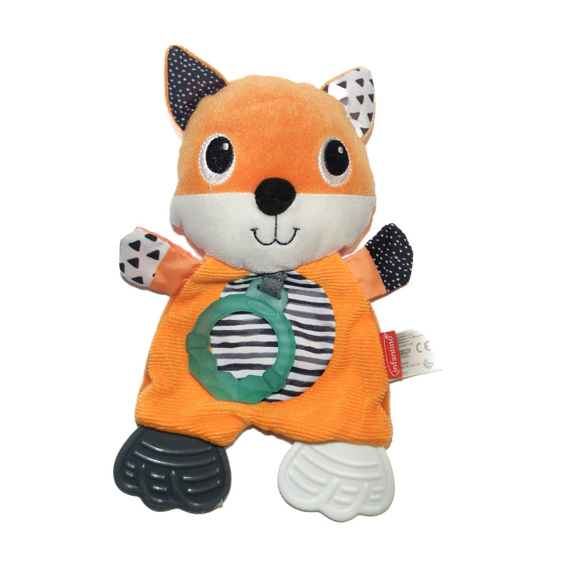 Doudou plat Infantino orange anneau dentition