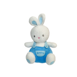 Doudou lapin bleu Luminou 20 cm grelot