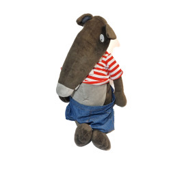 Peluche Le Loup AUZOU t-shirt rayé rouge P'tit Loup gris grand…