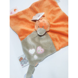 Noukies Doudou plat canard Iris et Babette orange gris