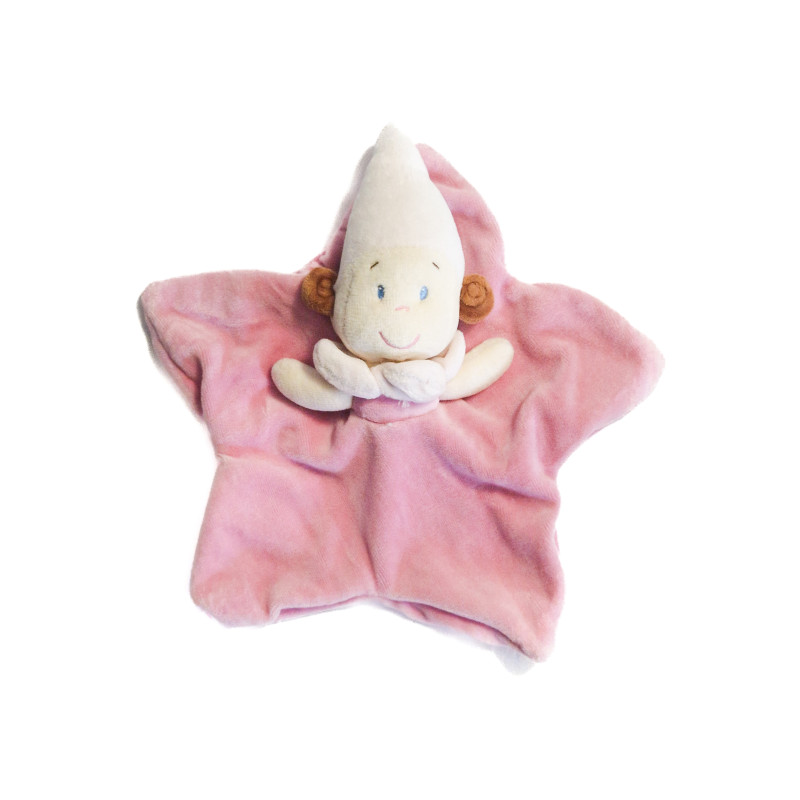 Doudou plat lutin fèe rose Nicotoy