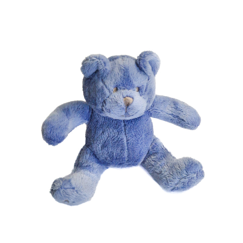 Doudou ours bleu mauve 25 cm Obaibi