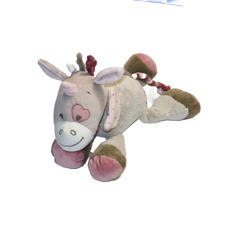 NATTOU - Doudou peluche licorne rose beige ailes JADE 30cm