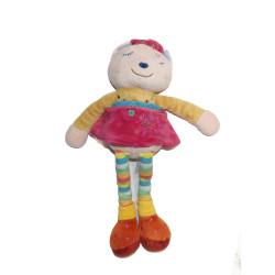 Doudou chat rose jaune bleu vert rouge orange fleurs CATI… | Destock Baby