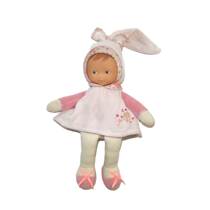 COROLLE Doudou Poupée chiffon robe rose rayé 2020