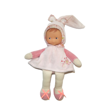 COROLLE Doudou Poupée chiffon robe rose rayé 2020