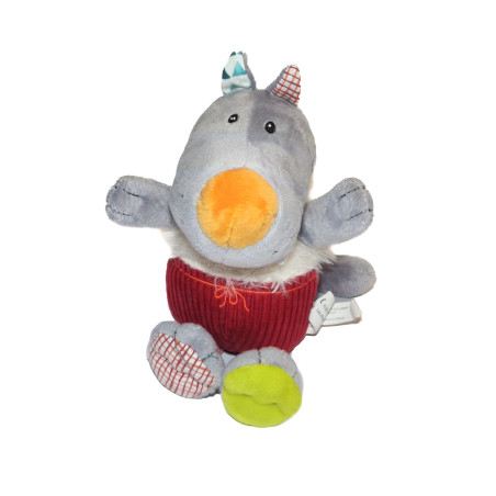 LILLIPUTIENS Doudou loup gris rouge Nicolas | Destock Baby