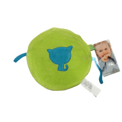 Doudou plat rond vert chat bleu Orchestra Prémaman