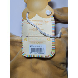 Doudou Mme Lapin marionnette beige et tissu rayé BN508 | Destock Baby