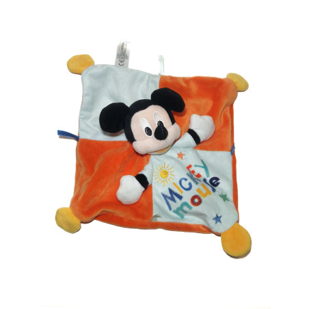 Disney Nicotoy Doudou plat Mickey orange bleu