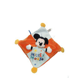 Disney Nicotoy Doudou plat Mickey orange bleu | Destock Baby