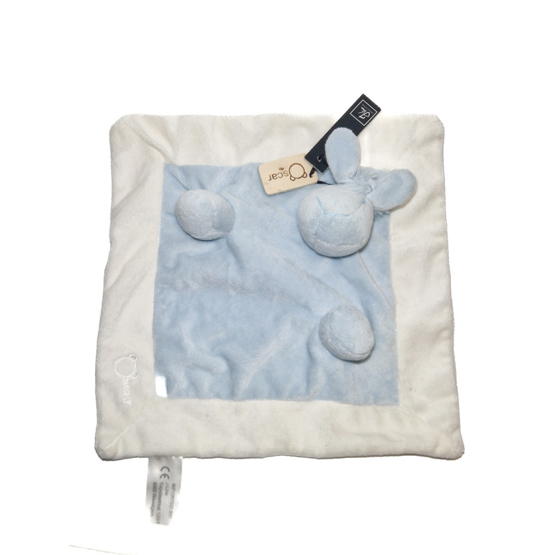 Doudou Mouton plat Oscar bleu blanc - J-Line