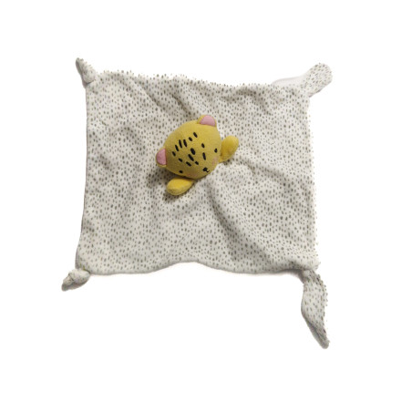 Doudou plat Tigre jaune blanc et gris SIPLEC LECLERC