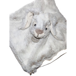 Doudou Lapin Plat Blanc Beige Flocon Poil Long BABY NAT' | Destock Baby