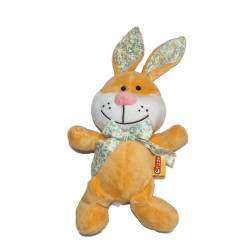 Fizzy - Peluche doudou lapin orange vert 18 cm