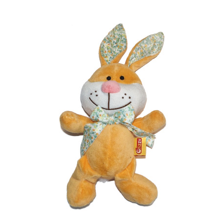 Fizzy - Peluche doudou lapin orange vert 18 cm