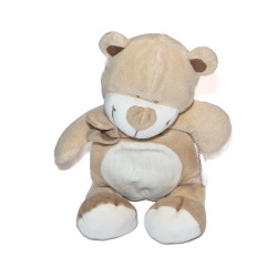 Bengy - Doudou ours beige marron blanc écharpe | Destock Baby