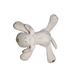 OBAIBI - Doudou chien rose blanc - Sans billes - 20 cm
