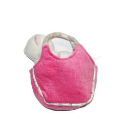 Gipsy - Peluche doudou charet blanc dans son sac rose coeur argenté | Destock Baby