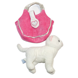 Gipsy - Peluche doudou charet blanc dans son sac rose coeur argenté | Destock Baby