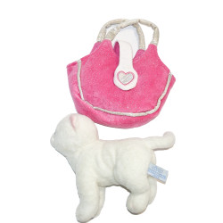 Gipsy - Peluche doudou charet blanc dans son sac rose coeur argenté | Destock Baby