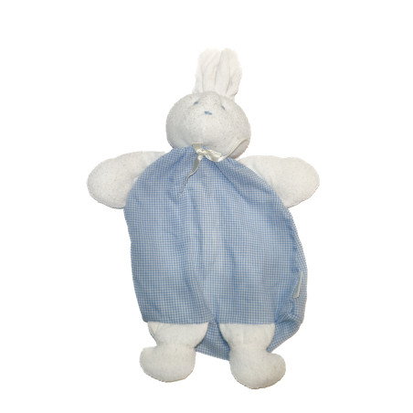 KLORANE - Doudou lapin blanc bleu Klorane fermeture 42 cm