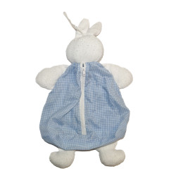 KLORANE - Doudou lapin blanc bleu Klorane fermeture  | Destock Baby