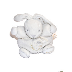Kaloo - Doudou lapin blanc Perle crème broderies dorées argentées 18 cm | Destock Baby