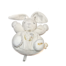 Kaloo - Doudou lapin blanc Perle crème broderies dorées argentées 18 cm