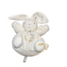 Kaloo - Doudou lapin blanc Perle crème broderies dorées argentées 18 cm