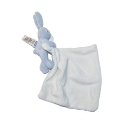 Jacadi - Doudou lapin bleu mouchoir blanc | Destock Baby