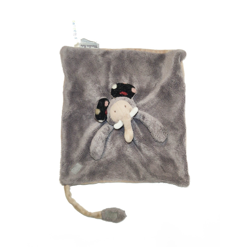 Doudou plat éléphant gris les Zazous Moulin Roty