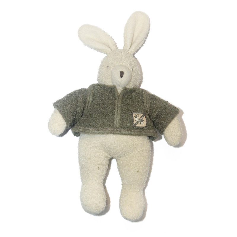 MOULIN ROTY - Peluche lapin blanc gris Théophile 35 cm