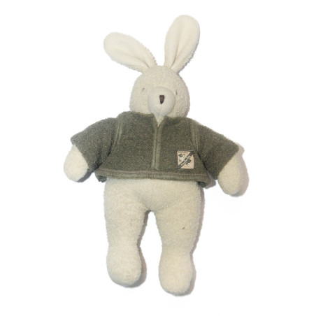 MOULIN ROTY - Peluche lapin blanc gris Théophile 35 cm