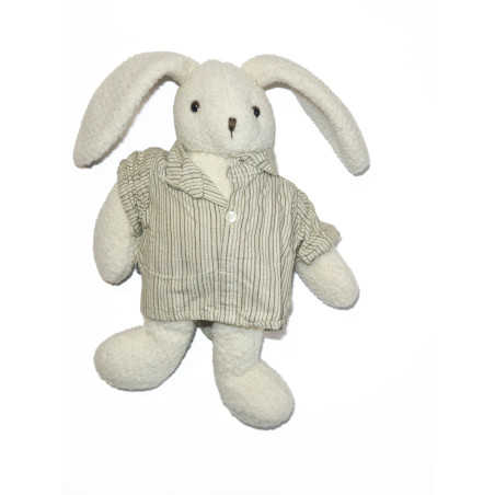 Peluche lapin écru Chemise Vite un Calin Moulin Roty 32 cm