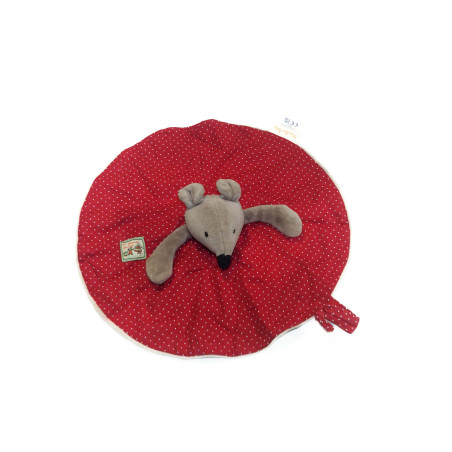 Doudou plat souris rouge Nini La Grande Famille Moulin Roty
