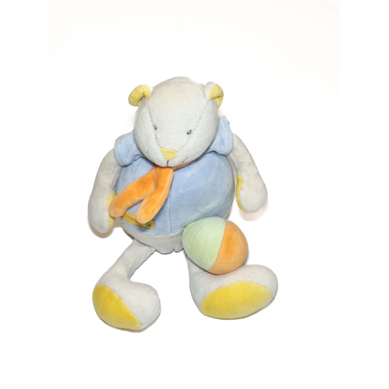 Doudou peluche musicale Ours bleu Nestor et Capucine Moulin Roty 26 cm