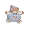 Doudou ours bleu Coeur Bonnet Liberty KALOO 16 cm Tissu fleurs