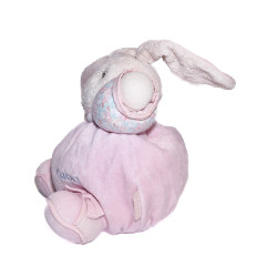 Doudou lapin Kaloo Lilirose tissu fleuri grelot 15 cm | Destock Baby