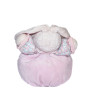 Doudou lapin Kaloo Lilirose tissu fleuri grelot 15 cm | Destock Baby