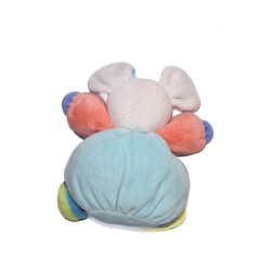 Doudou souris Kaloo bleu orange vert grelot poche éléphant 20 cm | Destock Baby