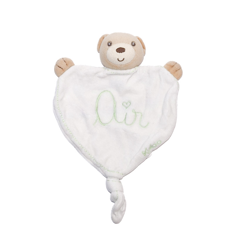 Doudou plat ours blanc vert Air Kaloo Bio Ecologique Eco-friendly Bio