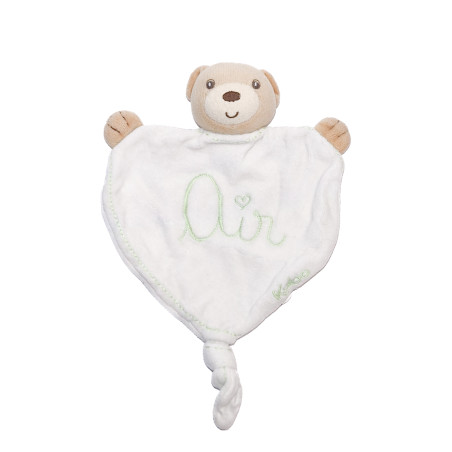 Doudou plat ours blanc vert Air Kaloo Bio Ecologique Eco-friendly Bio