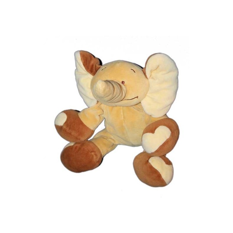 Doudou éléphant beige marron Noukie's 28 cm (15959)