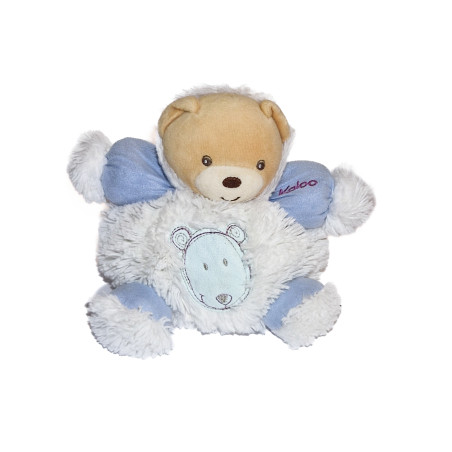 Doudou Peluche Kaloo Ours Esquimau Beige Fourrure Blanc Bleu