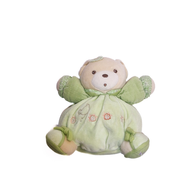 Doudou ours patapouf vert poule oiseau fleur KALOO 18 cm